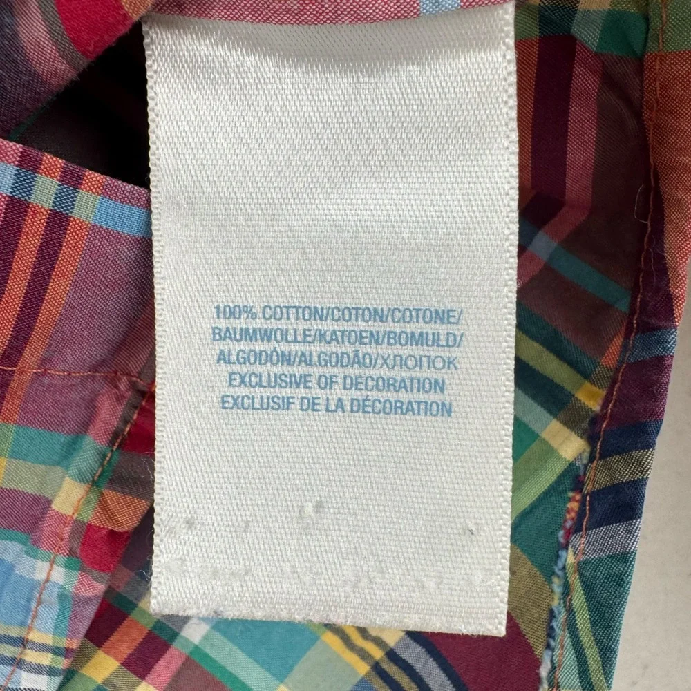 Ralph Lauren Toddler 12M Plaid Button Down Shirt Red Multi Long Sleeve Pony Logo